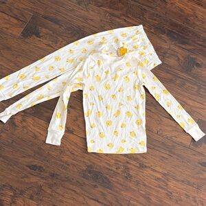 Kids Yellow Chick Print Long Sleeve Top - White